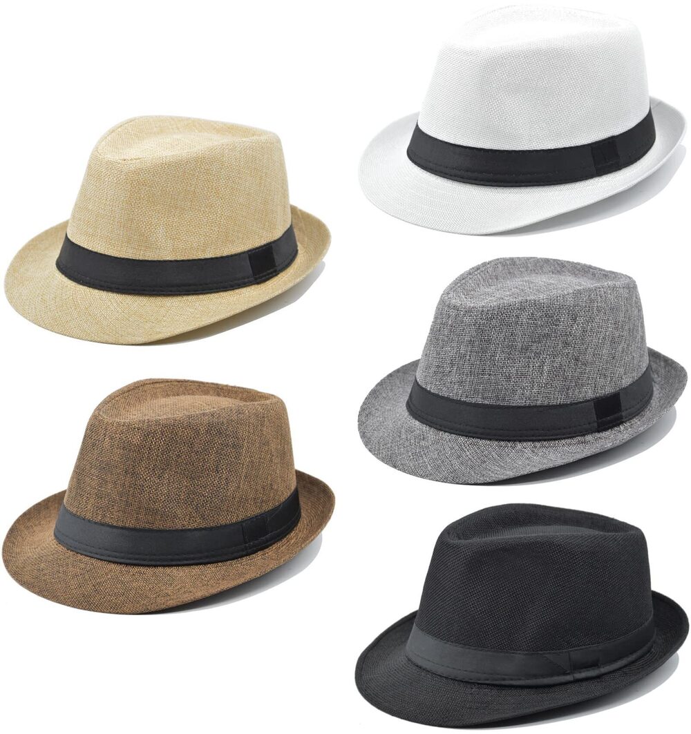 9060 5 Pack Fedora Hat Classic 1920s Hat Short Brim Fedora Hats Summer